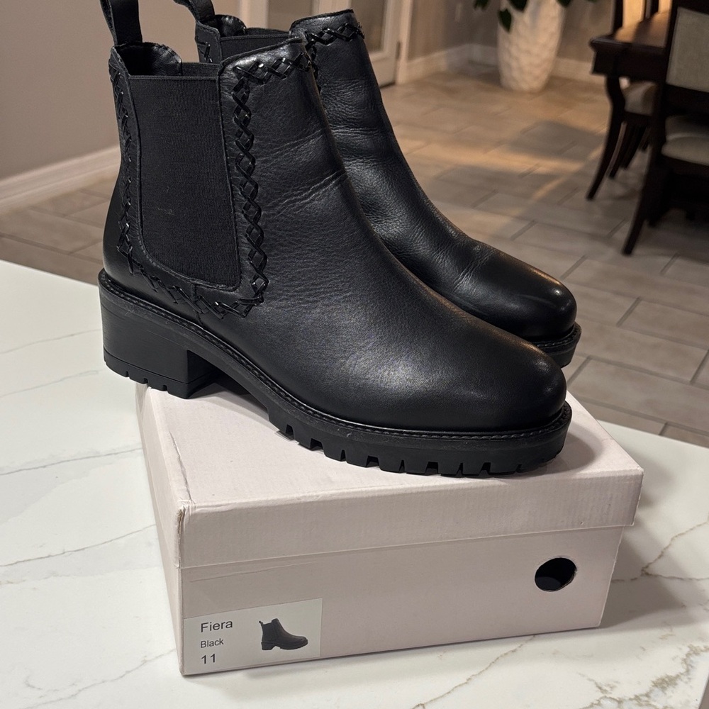 Black Leather Ankle Booties